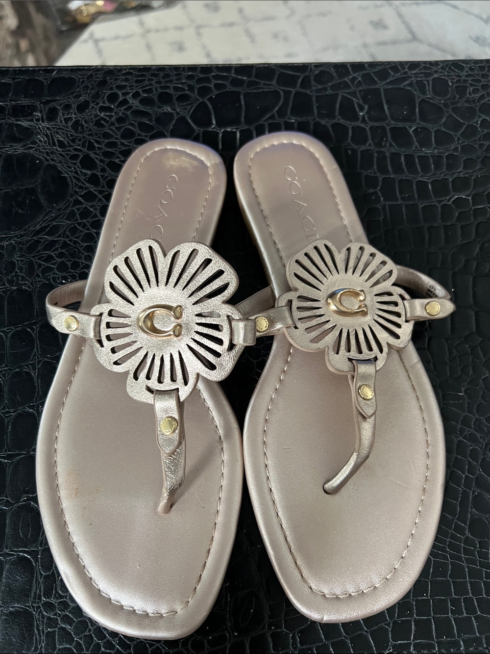 Coach metallic sandles